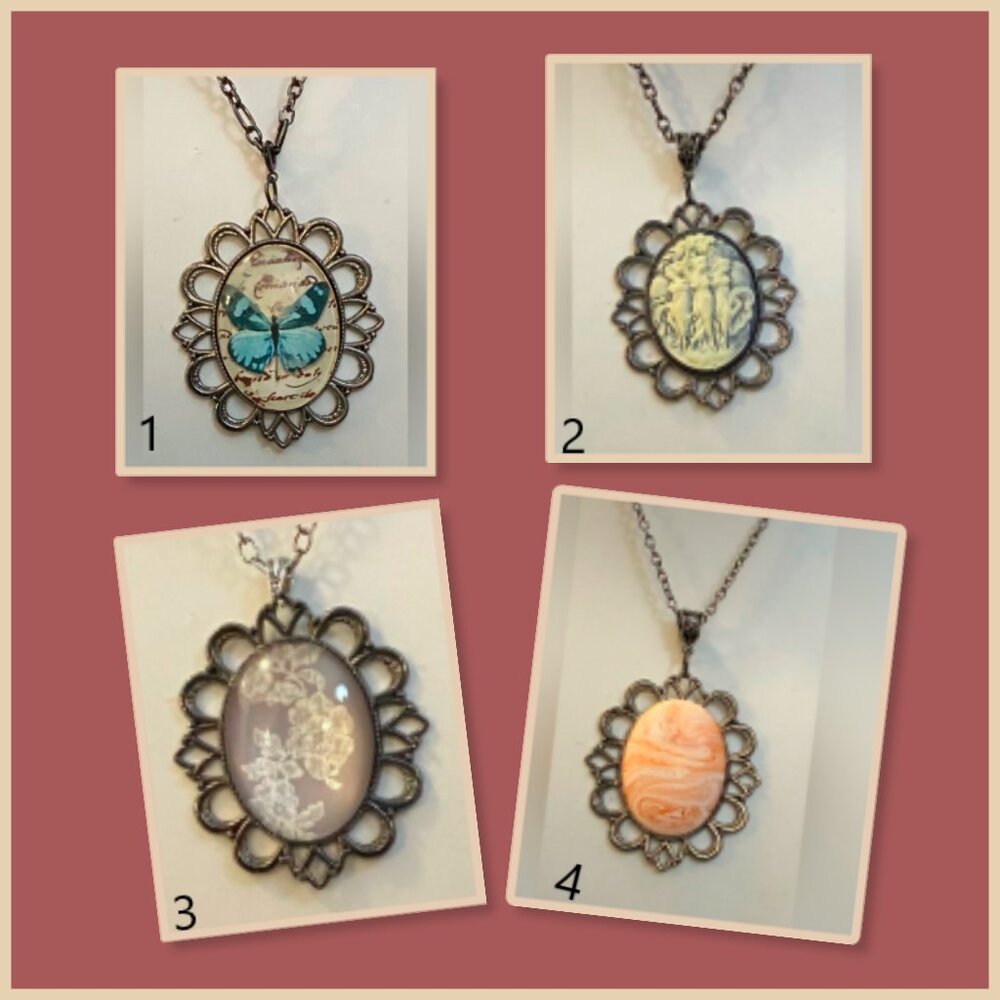 NEW Gunmetal Black Cameo necklaces